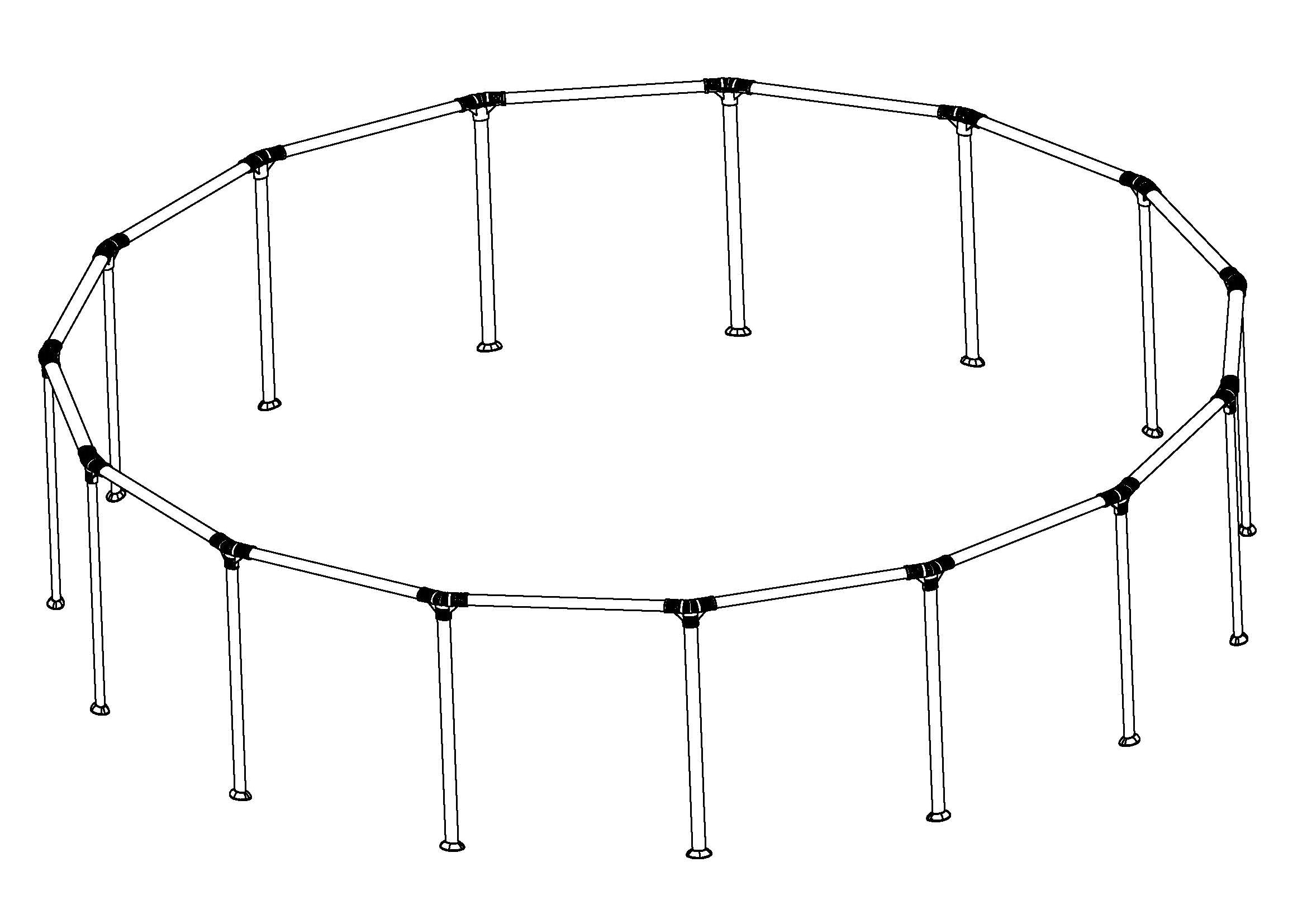 Steel Pro MAX 15' x 42" & 15' x 48" Above Ground Round Pool Frame Set Replacement, Gray (Footings and T-Connectors)