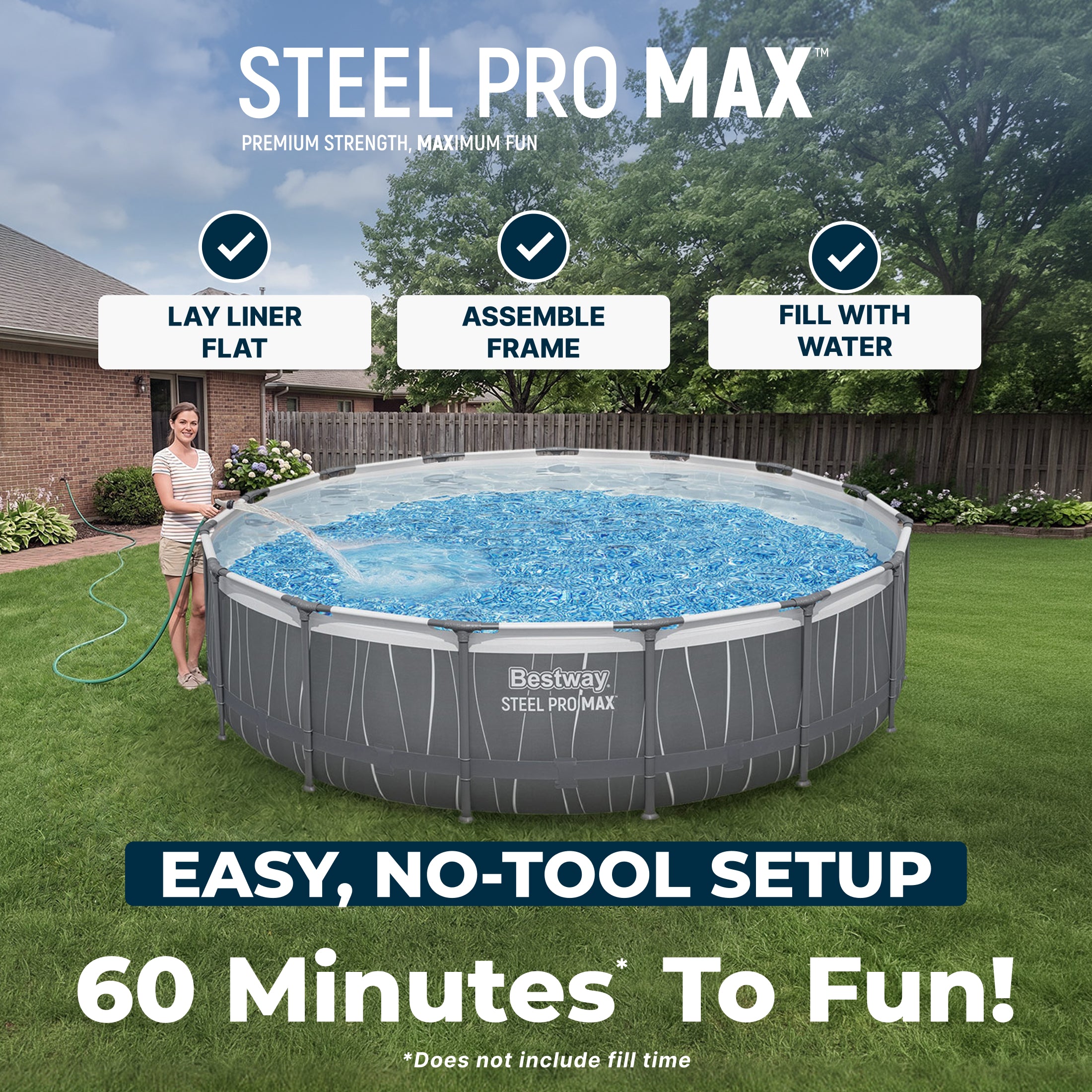 Piscine hors sol ronde Bestway Steel Pro MAX 15 pi x 42 po avec éclairage LED
