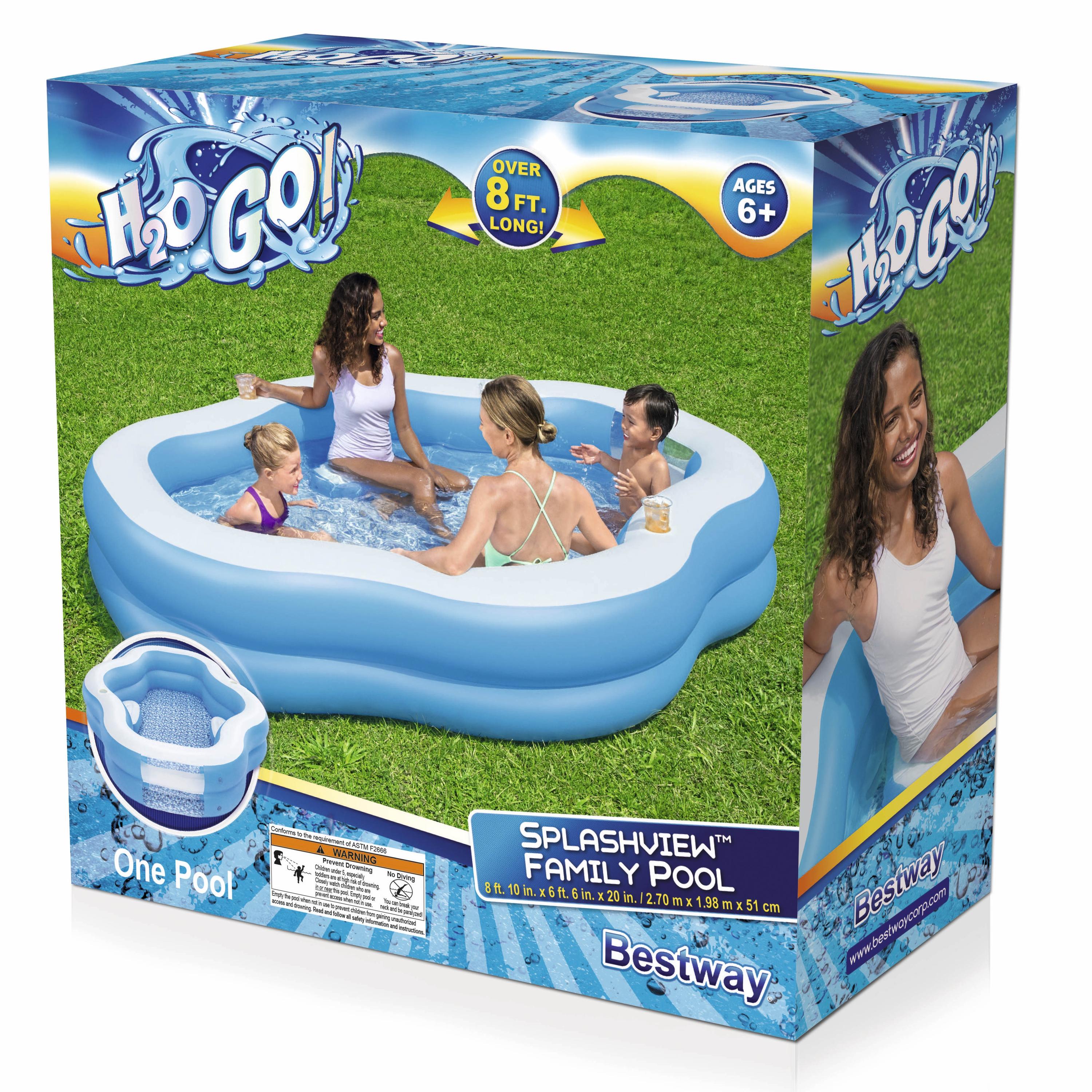 Piscina familiar inflable H2OGO! Splashview de 2,4 m con ventana transparente