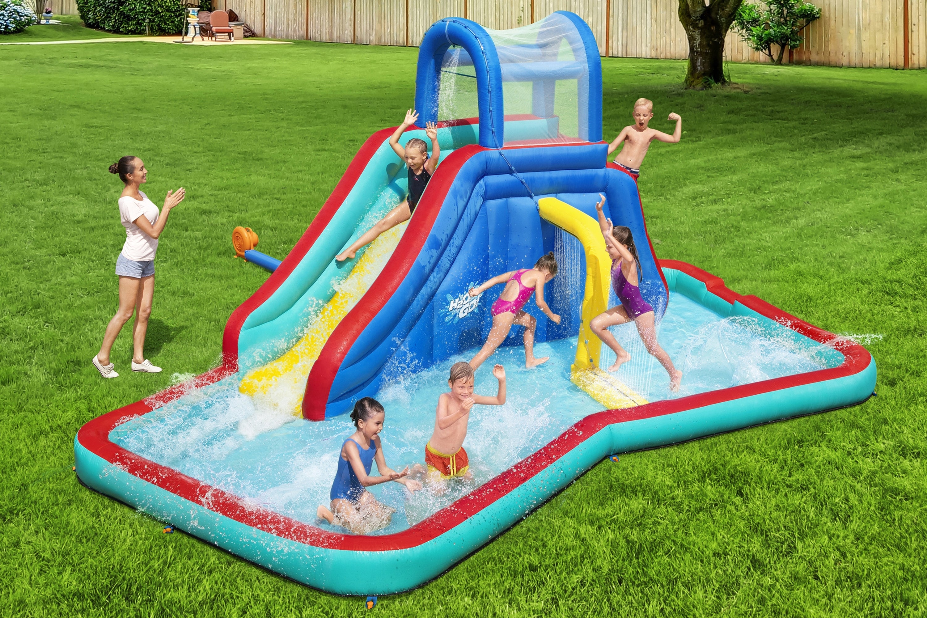 H2OGO! Waterfall Waves Kids Inflatable Water Park 18’8”