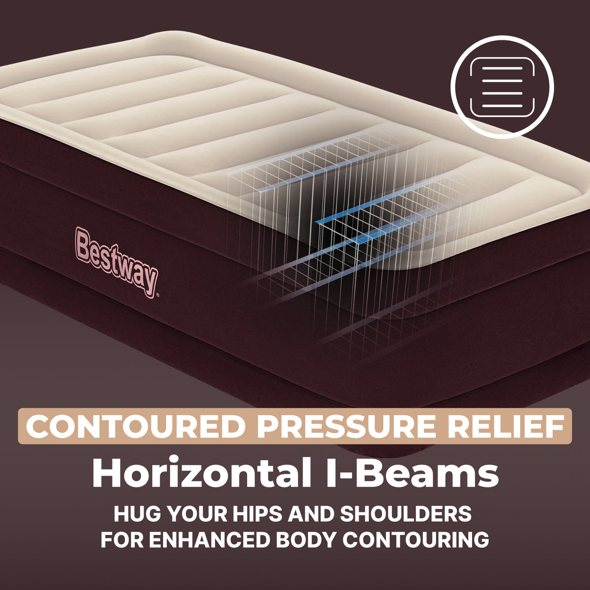 Bestway Maroon SleepSupport Premium 20" Twin Air Mattress with Built-in AC Pump