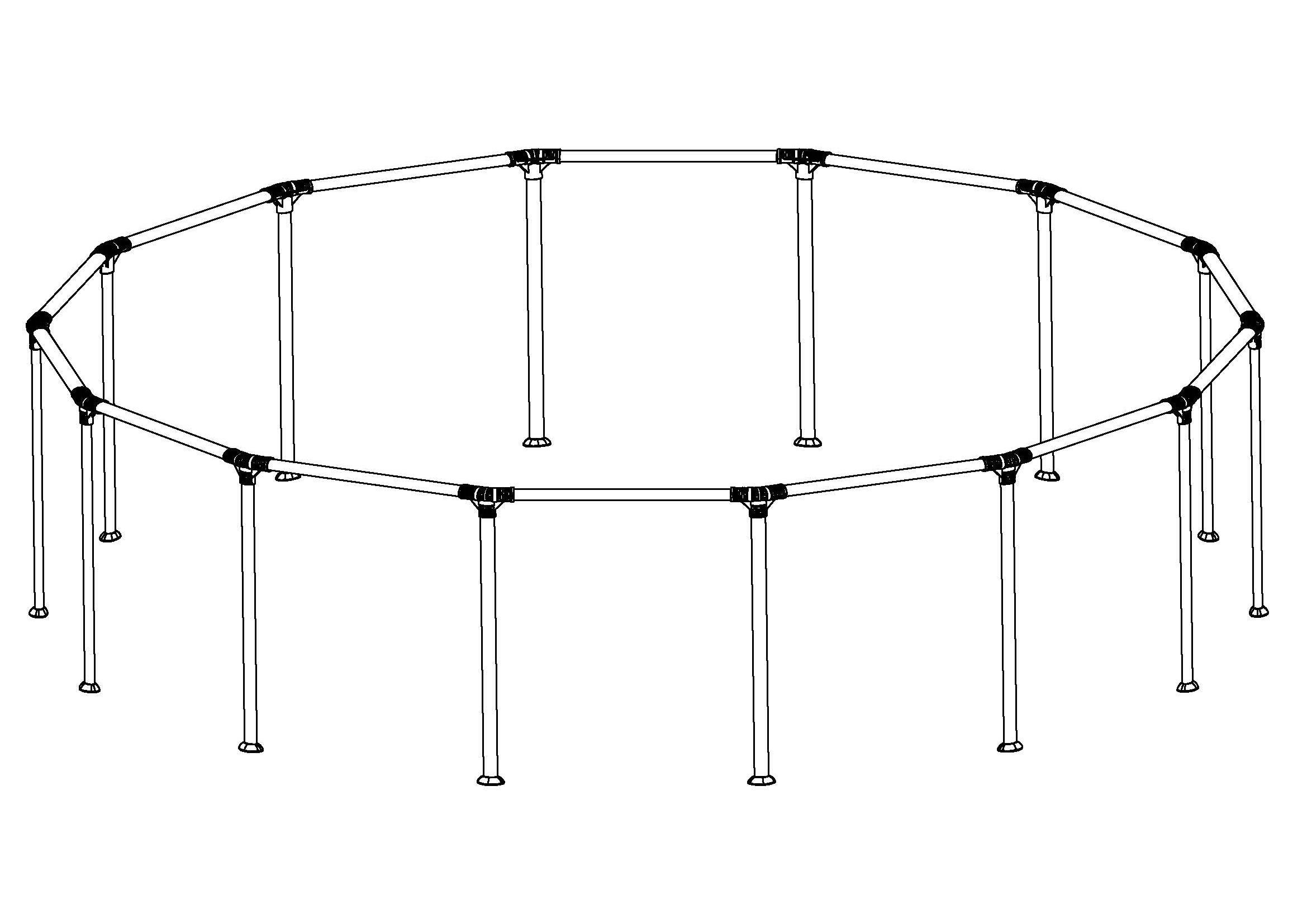 Steel Pro MAX 14' x 33", 14' x 42" & 14' x 48" Above Ground Round Pool Frame Set Replacement, Gray (Footings and T-Connectors)