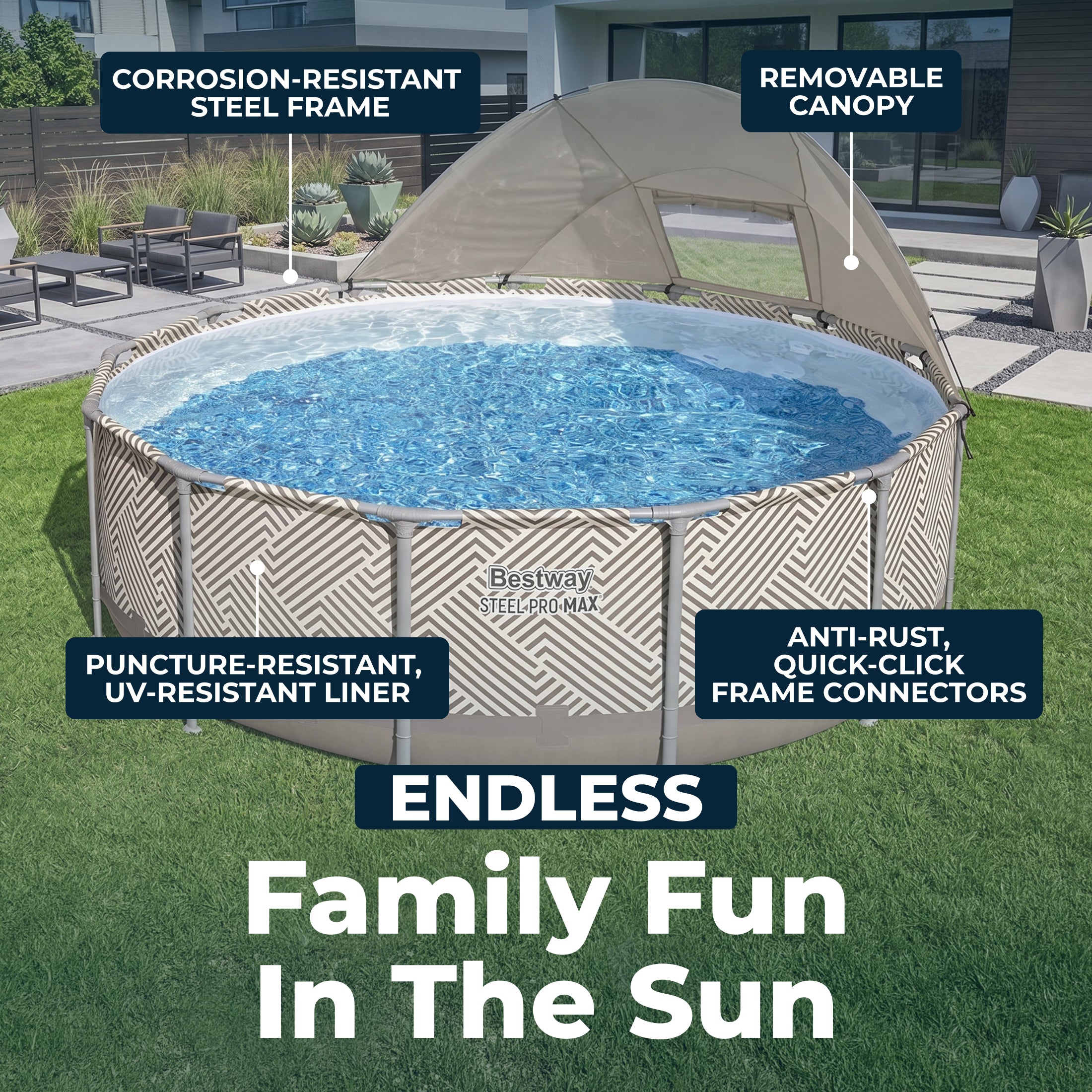 Piscina Elevada Redonda Bestway Steel Pro MAX De 13' x 42" Con Toldo