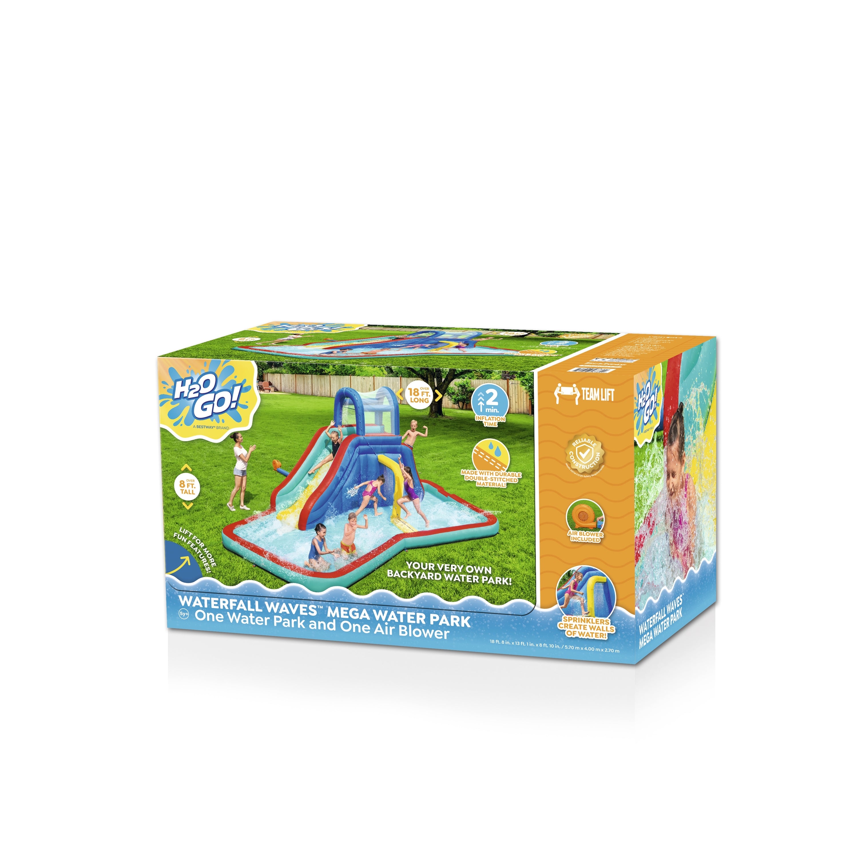 H2OGO! Waterfall Waves Kids Inflatable Water Park 18’8”