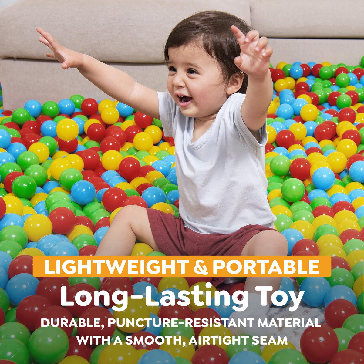 Bestway Splash & Play 250 Ball Pit Balls, Multi-Color, 2.3" Balls, Ages 1+ | Heavy-Duty Plastic Play Balls, Use With or Without Water, Puncture-Resistant Material, Motor Skill Development, Airtight Seam