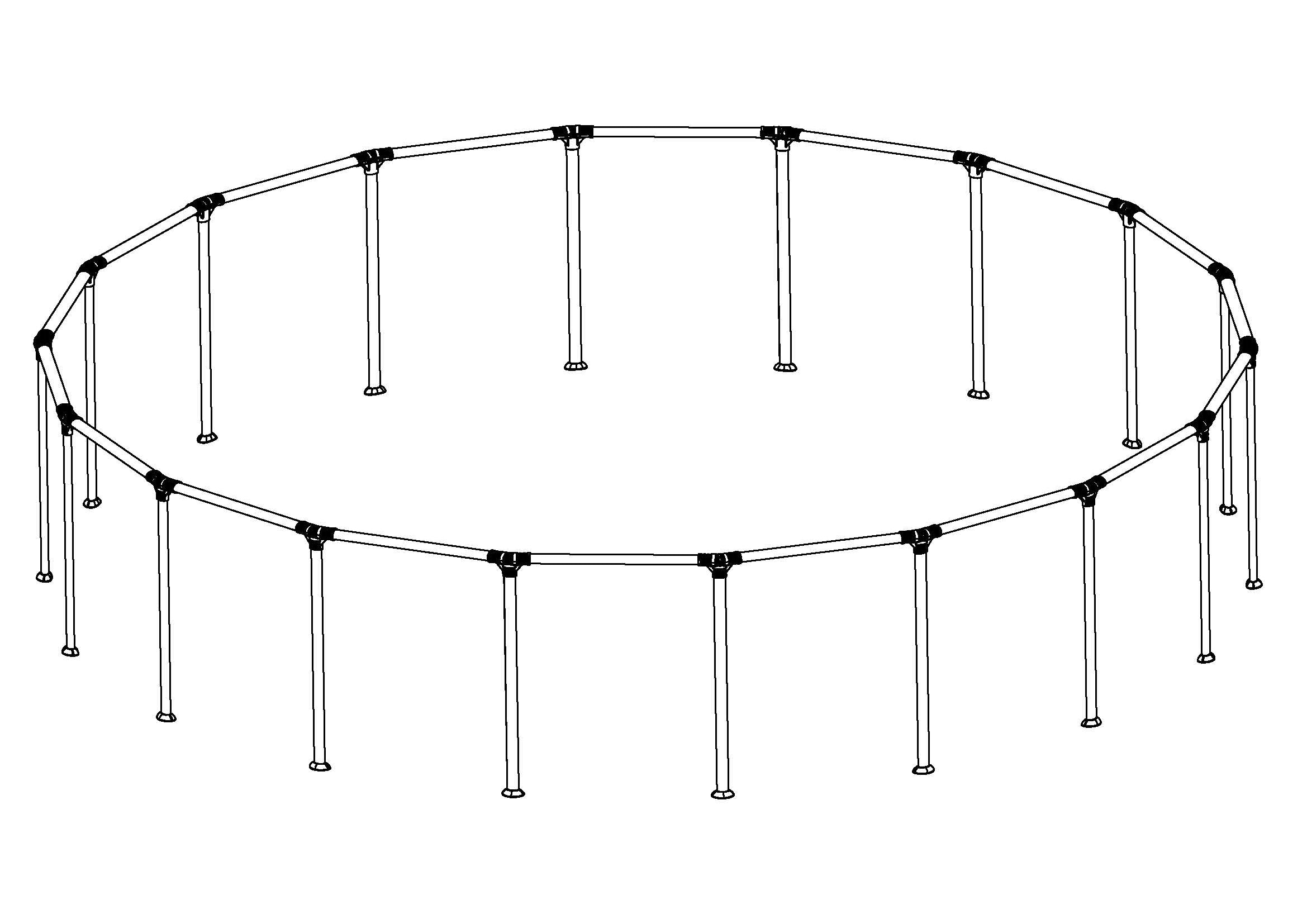 Steel Pro MAX 18' x 48" Above Ground Round Pool Frame Set Replacement, Gray (Footings and T-Connectors)