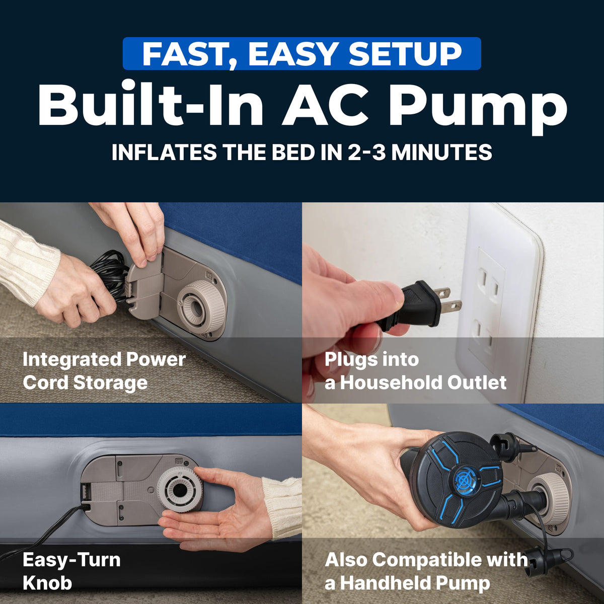 Bestway SleepSupport Air Mattress Full 12” with Built-in AC Pump