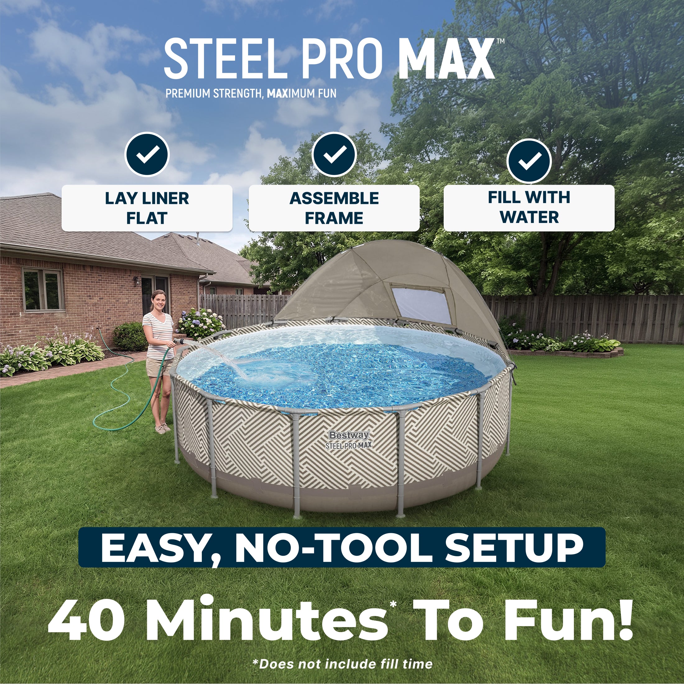 Piscina Elevada Redonda Bestway Steel Pro MAX De 13' x 42" Con Toldo
