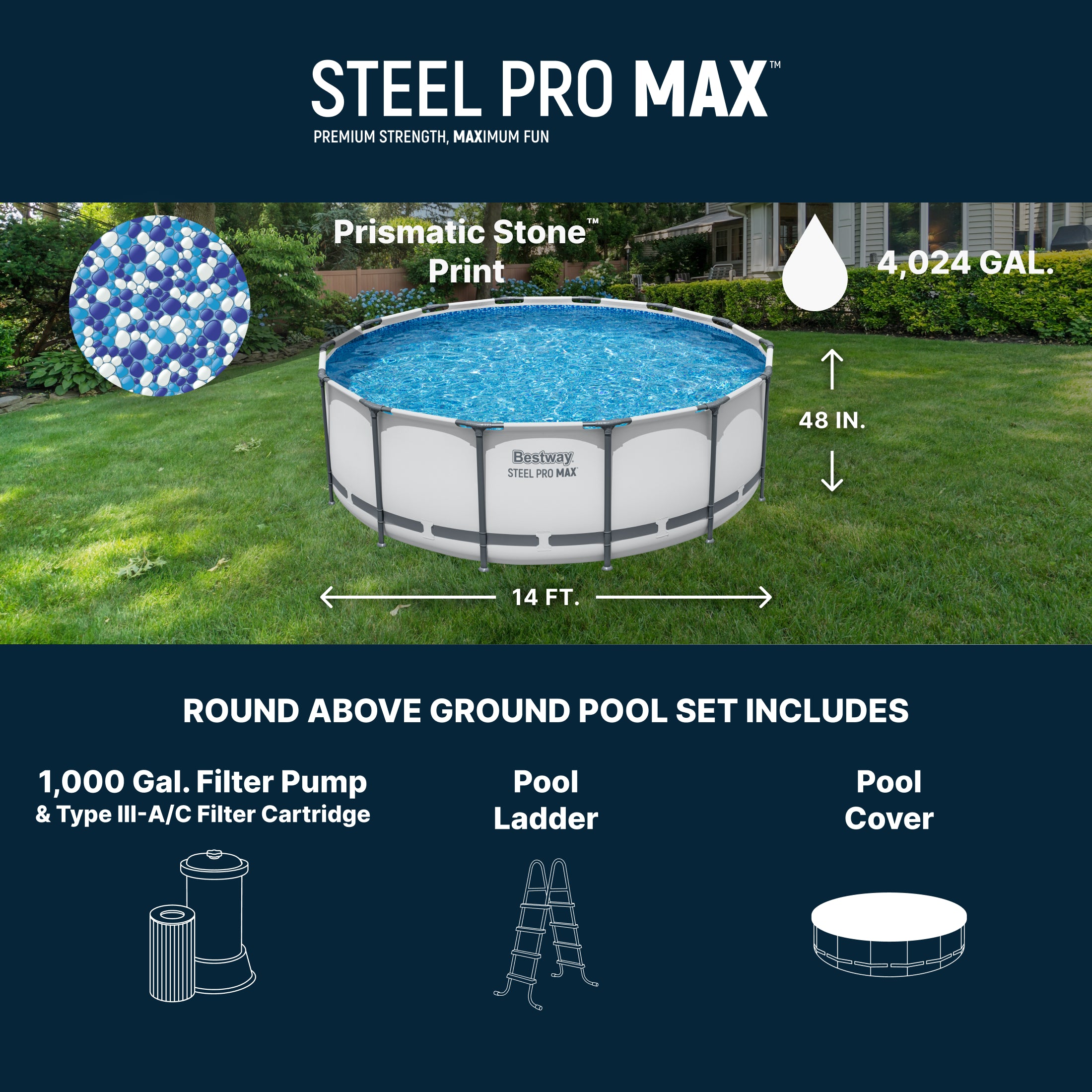 Piscina elevada redonda Bestway Steel Pro MAX de 14' x 48"