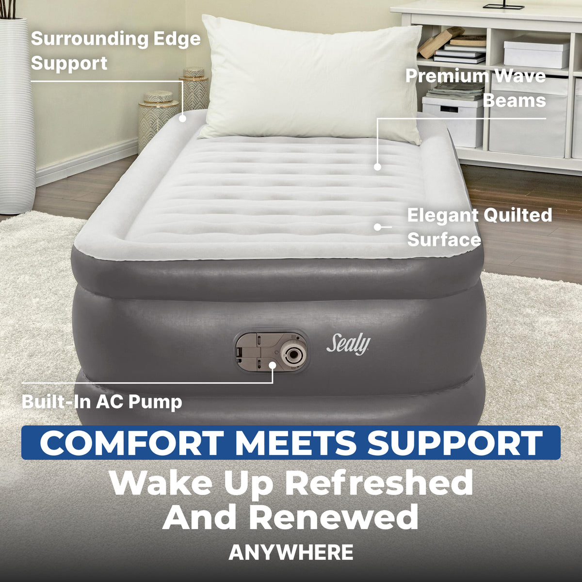 Sealy Tritech Air Mattress Twin 20” with Built-in AC Pump