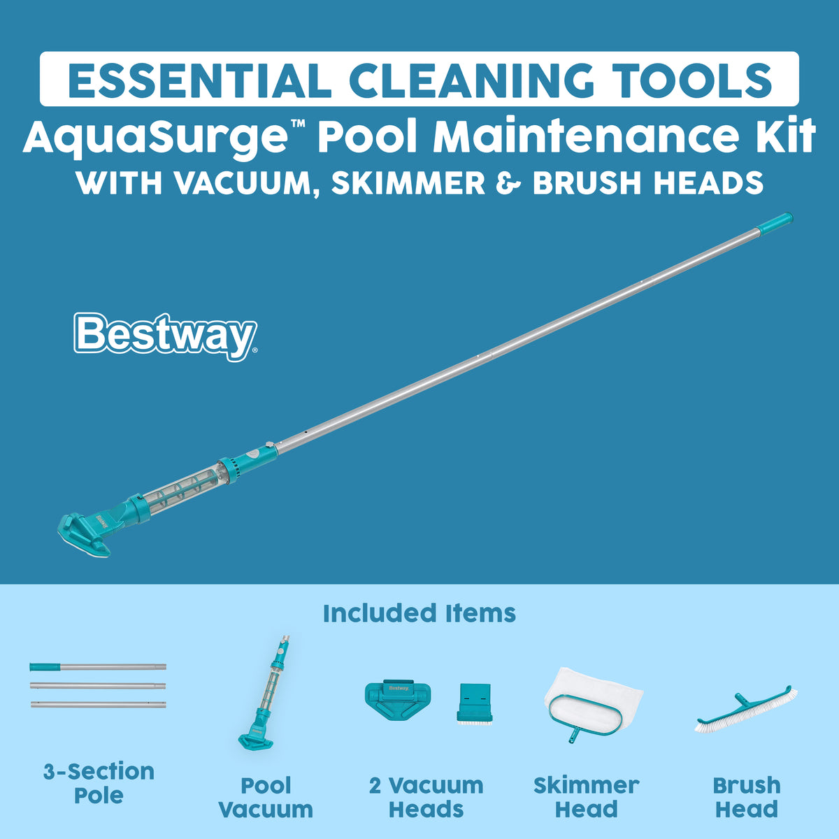 Bestway AquaSurge Pool Maintenance Kit with Vacuum and Skimmer