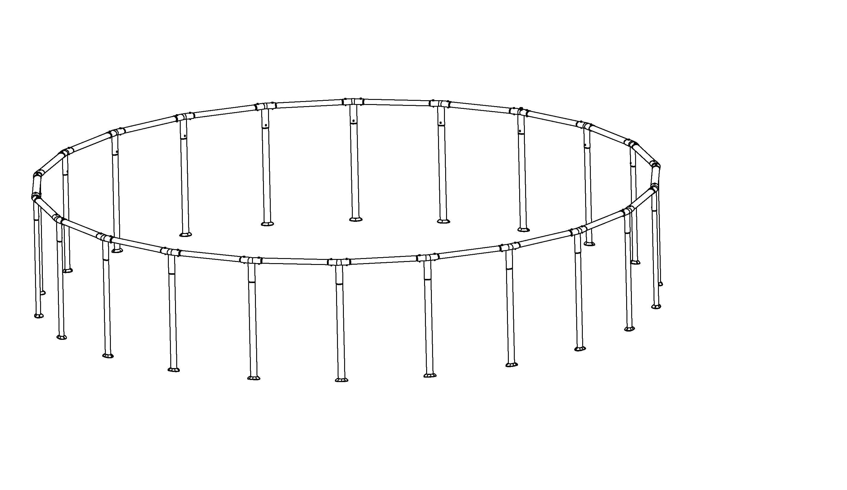 Coleman Power Steel 22' x 52" Above Ground Round Pool Frame Set Replacement, Gray (Footings and T-Connectors)