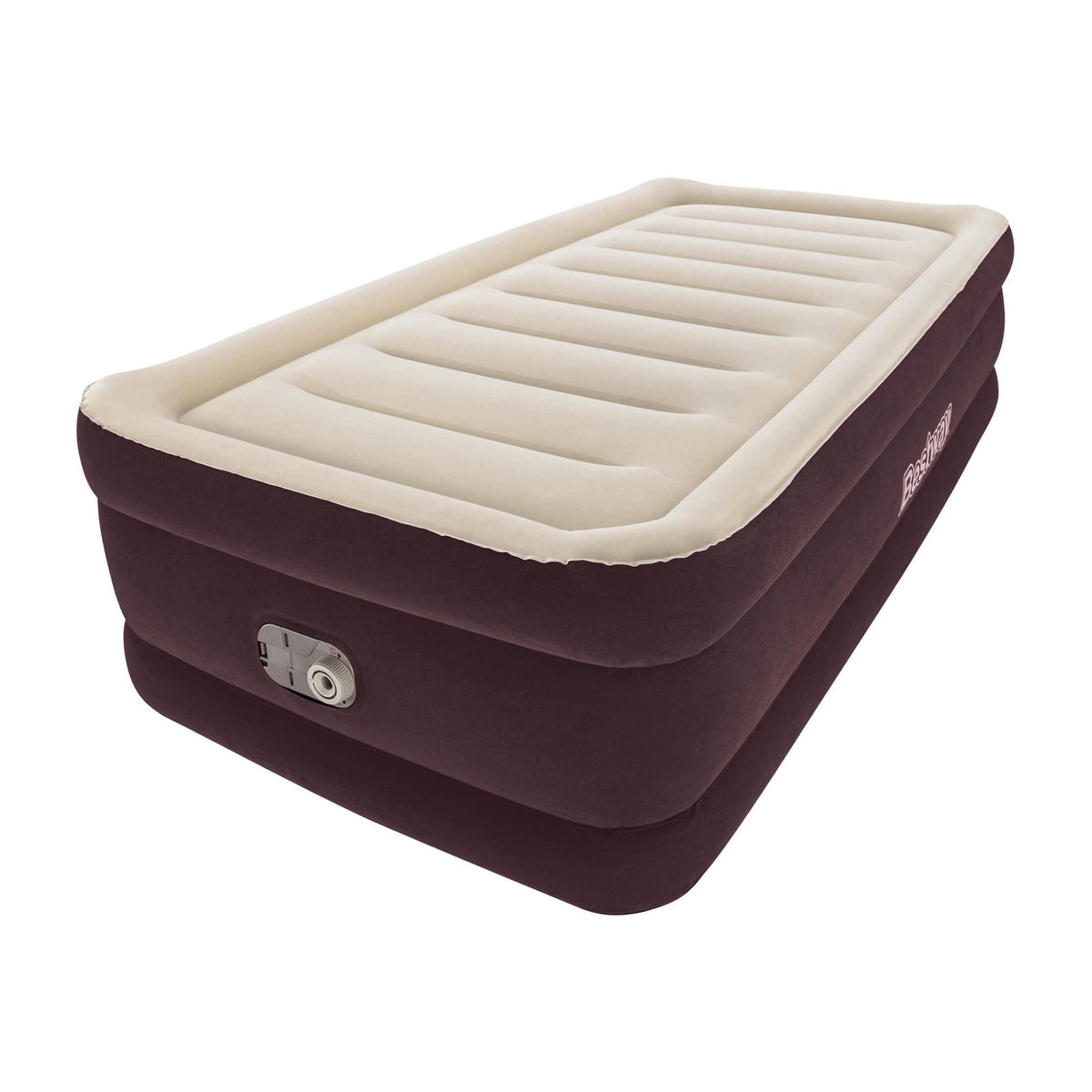Bestway Maroon SleepSupport Premium 20" Twin Air Mattress with Built-in AC Pump