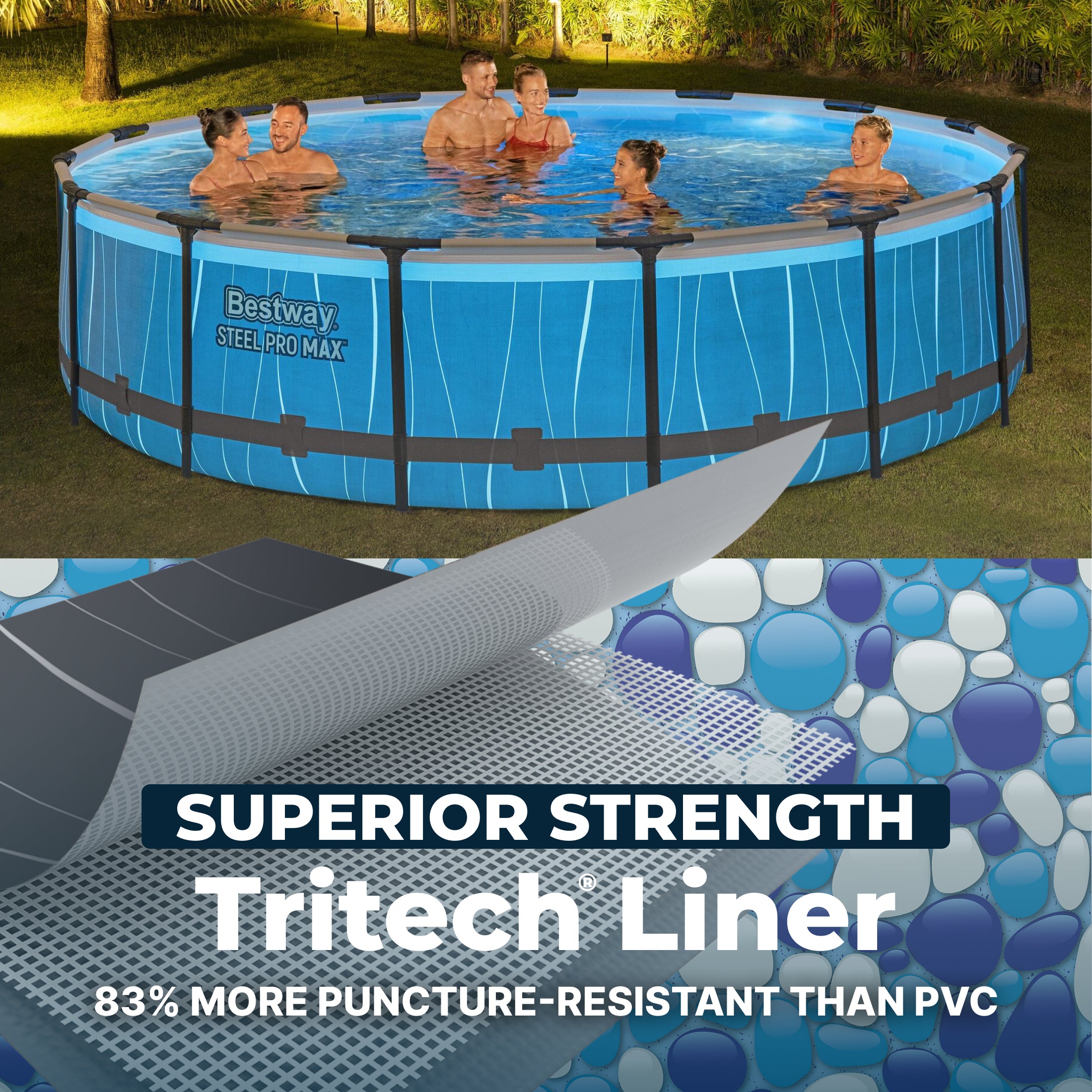 Piscine hors sol ronde Bestway Steel Pro MAX 15 pi x 42 po avec éclairage LED