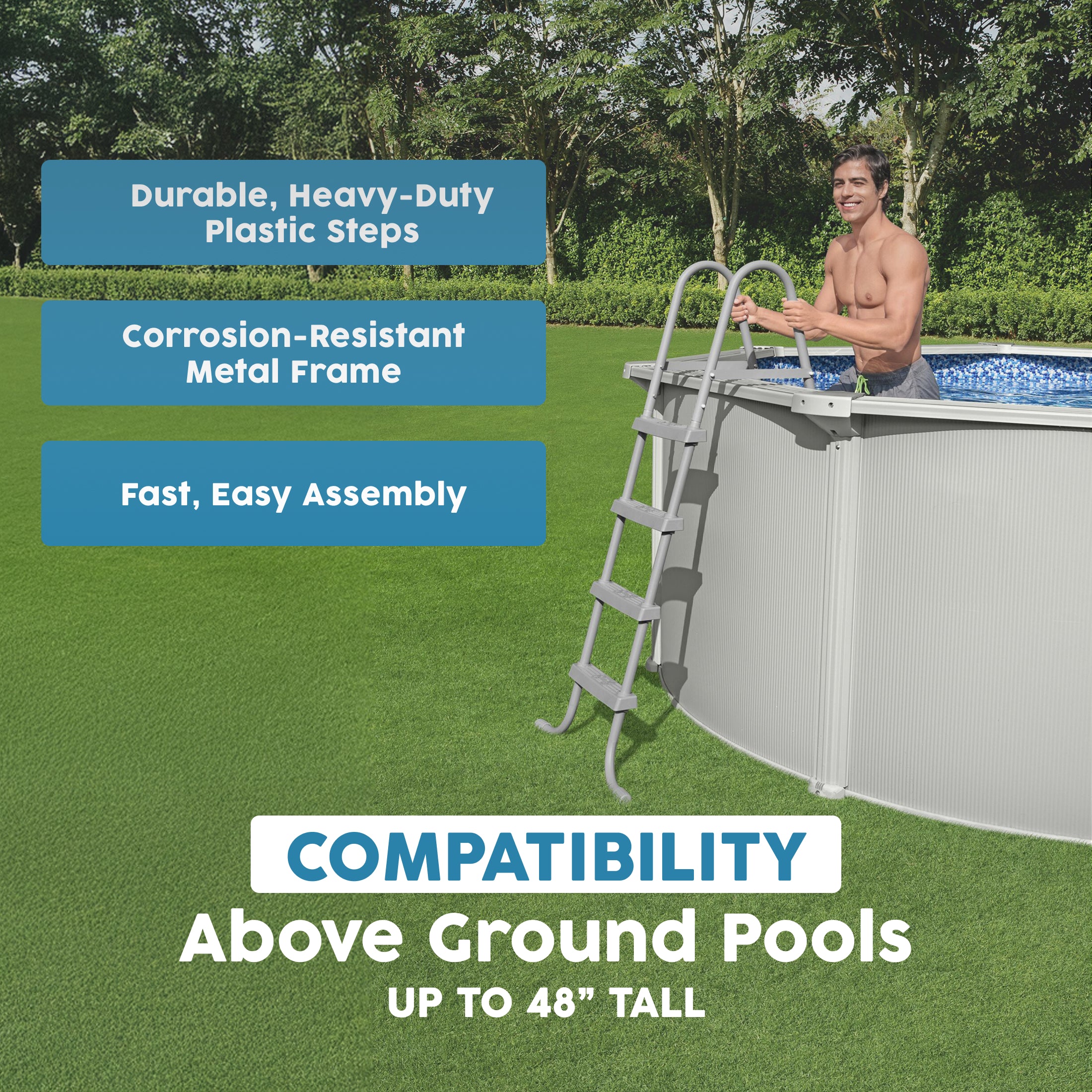 Escalera para piscina elevada Bestway de 48"