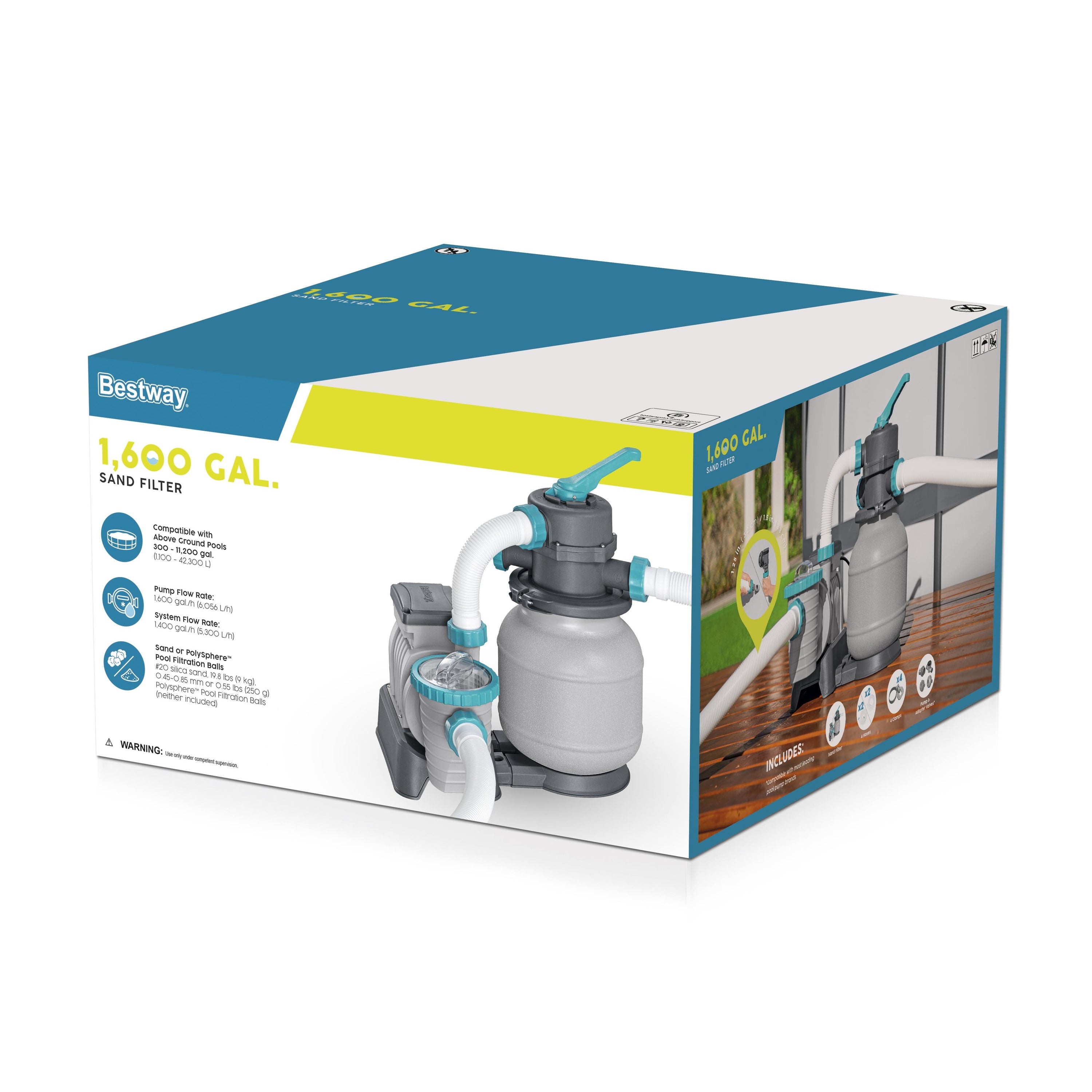 Pompe de filtration à sable Bestway 1 600 gallons pour piscine hors sol