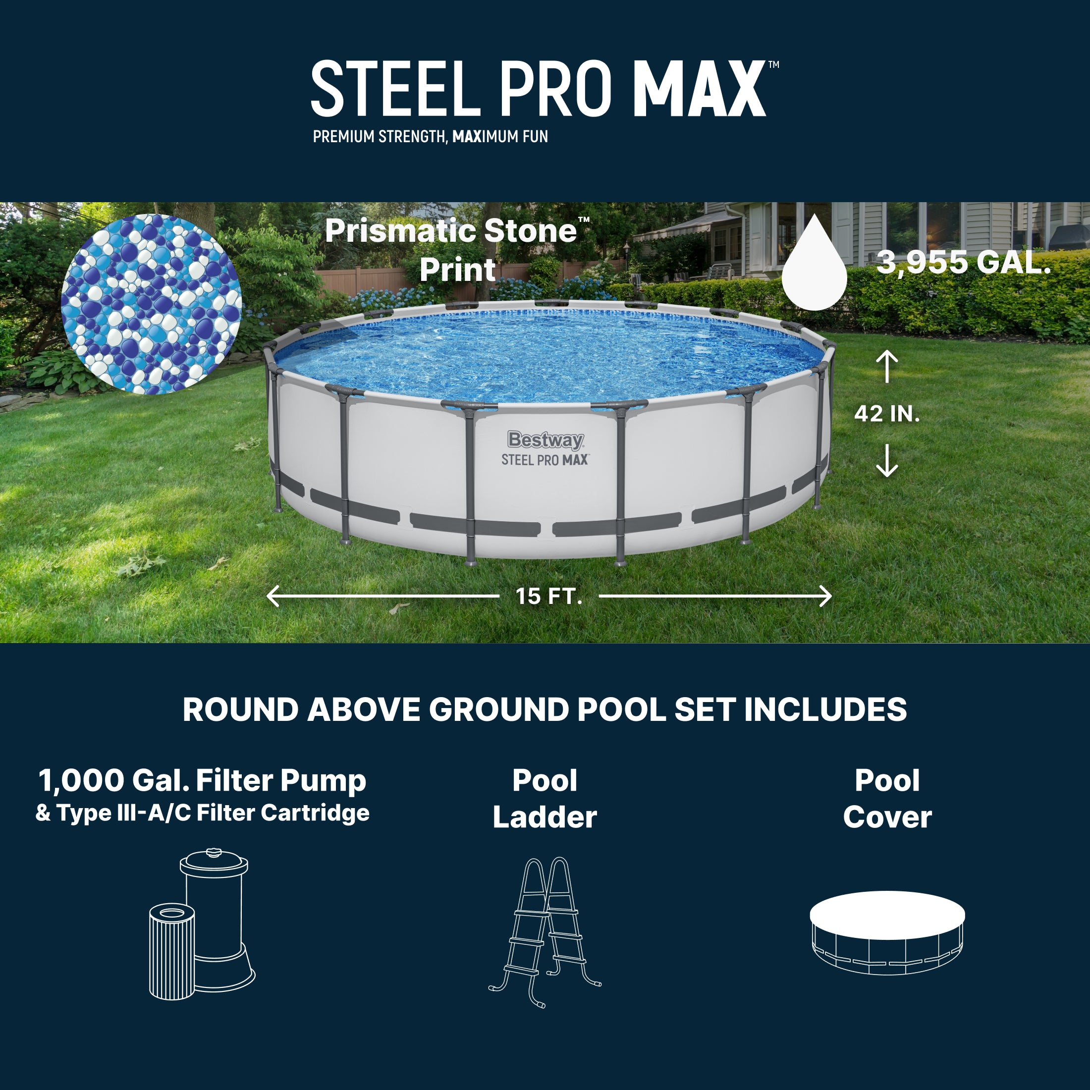 Piscine hors sol Bestway Steel Pro MAX 15 pi x 42 po