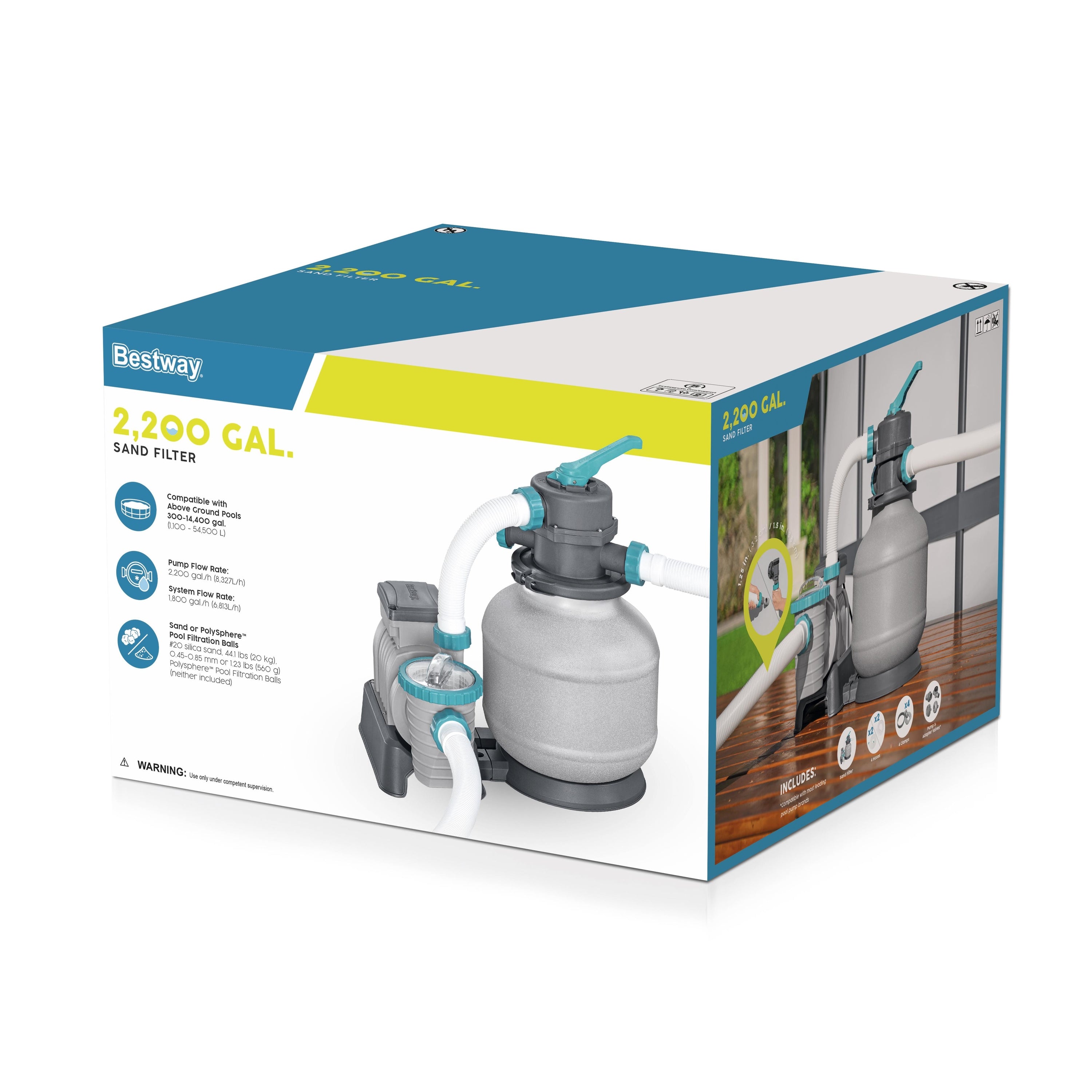 Bomba de filtro de arena Bestway para piscinas elevadas de 2200 galones